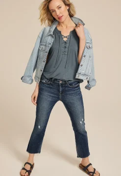 Maurices Tees-Lattice Front Short Sleeve Tee