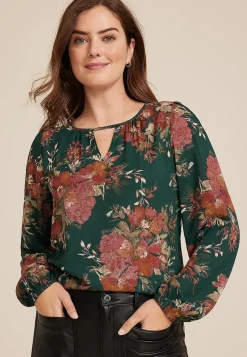 Maurices Shirts & Blouses-Leighton Floral Long Sleeve Blouse