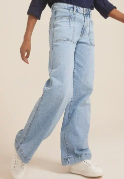 Maurices Flare & Wide Leg Jeans|Flare & Wide Leg Jeans-Light Patch Pocket High Rise Wide Leg Jean