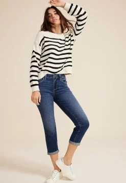 Maurices Crops & Capris|Crops & Capris-m jeans by ™ Classic Dark Mid Rise Rolled Hem Straight Crop Jean