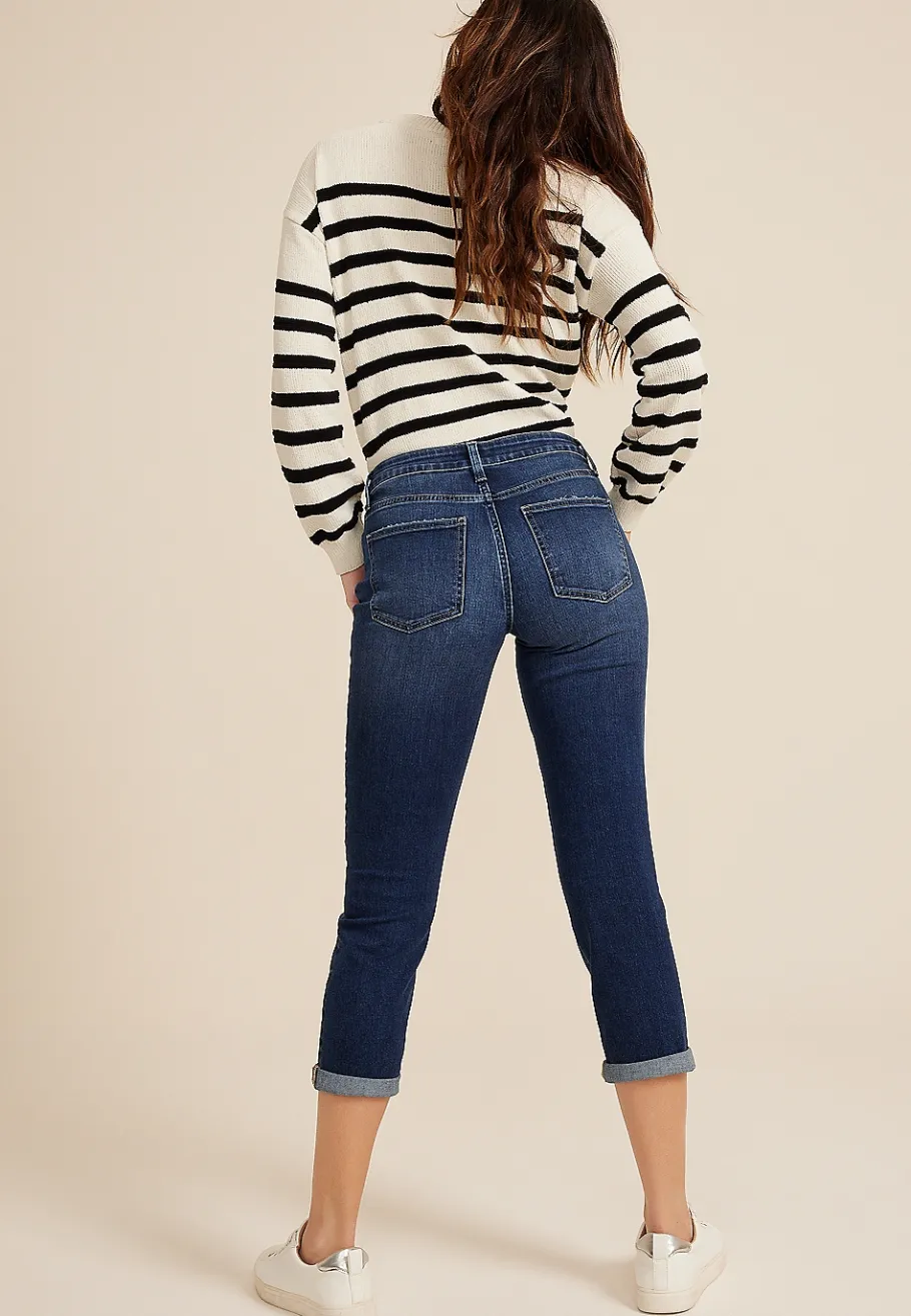 Maurices Crops & Capris|Crops & Capris-m jeans by ™ Classic Dark Mid Rise Rolled Hem Straight Crop Jean