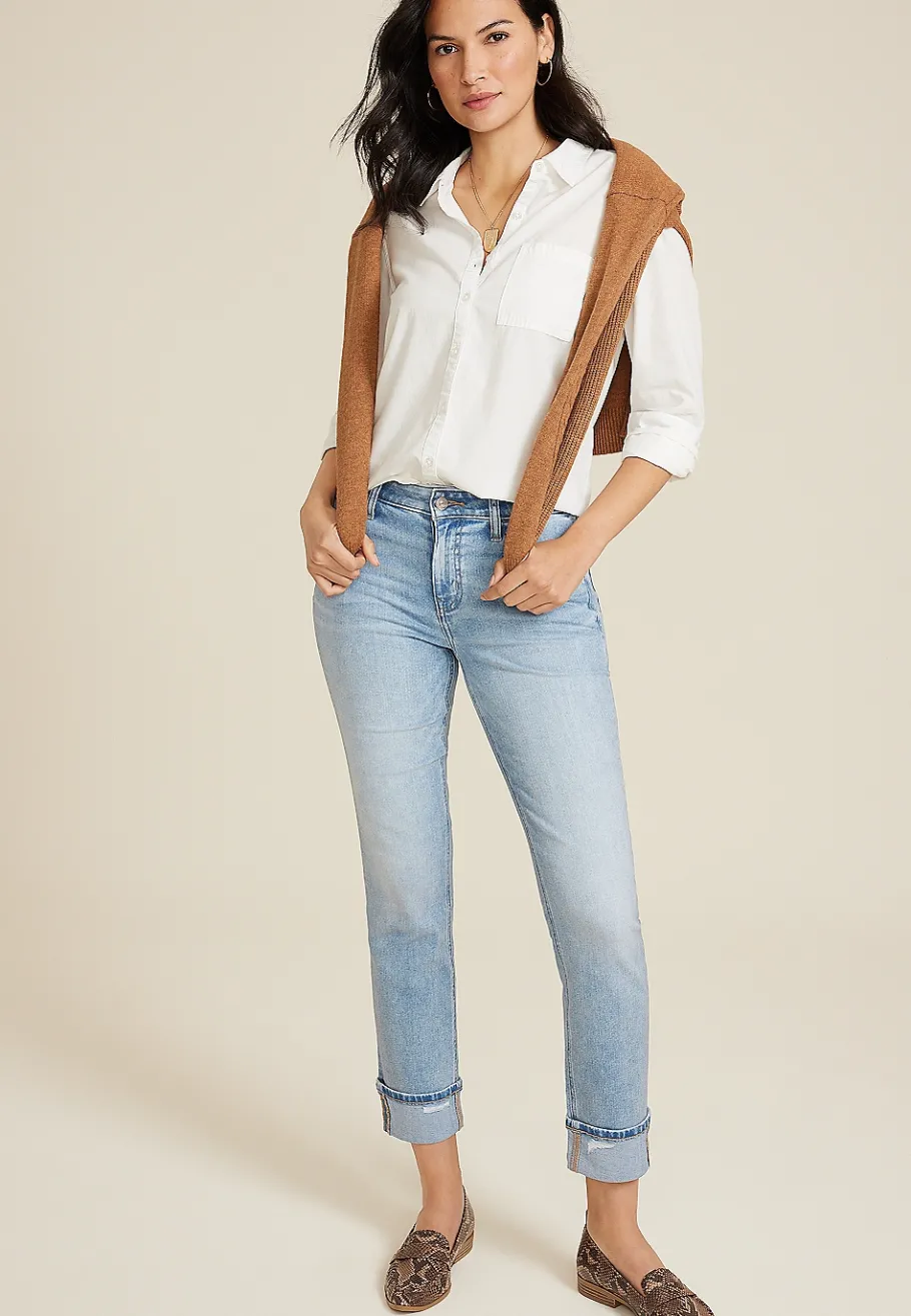 Maurices Straight Jeans|Ankle Jeans-m jeans by ™ Cuffed High Rise Slim Straight Ankle Jean