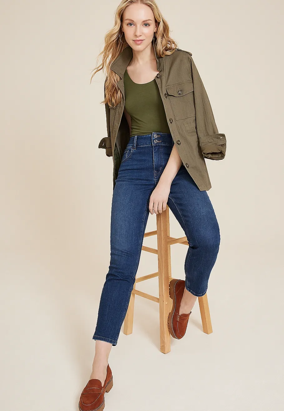 Maurices Straight Jeans|Ankle Jeans-m jeans by ™ Dark Mid Rise Slim Straight Ankle Jean