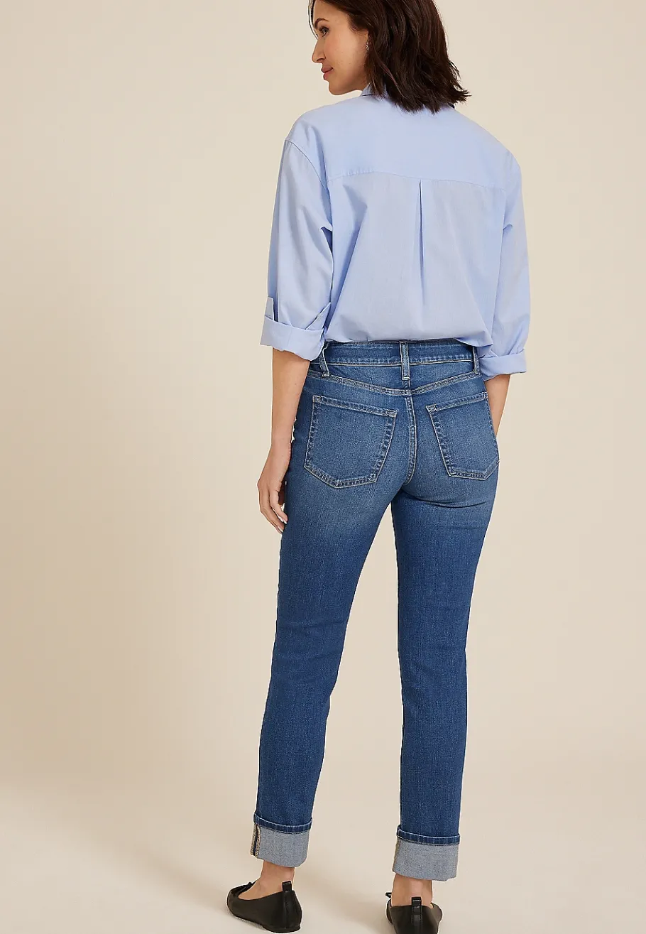 Maurices Straight Jeans|Ankle Jeans-m jeans by ™ Dark High Rise Cuff Hem Slim Straight Ankle Jean