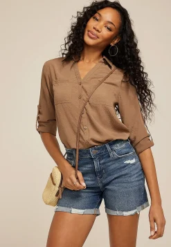 Maurices Shorts|Jean Shorts-m jeans by ™ Dark High Rise Ripped Cuffed Hem 5in Short