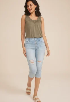 Maurices Crops & Capris|Crops & Capris-m jeans by ™ High Rise Ripped Button Fly Capri