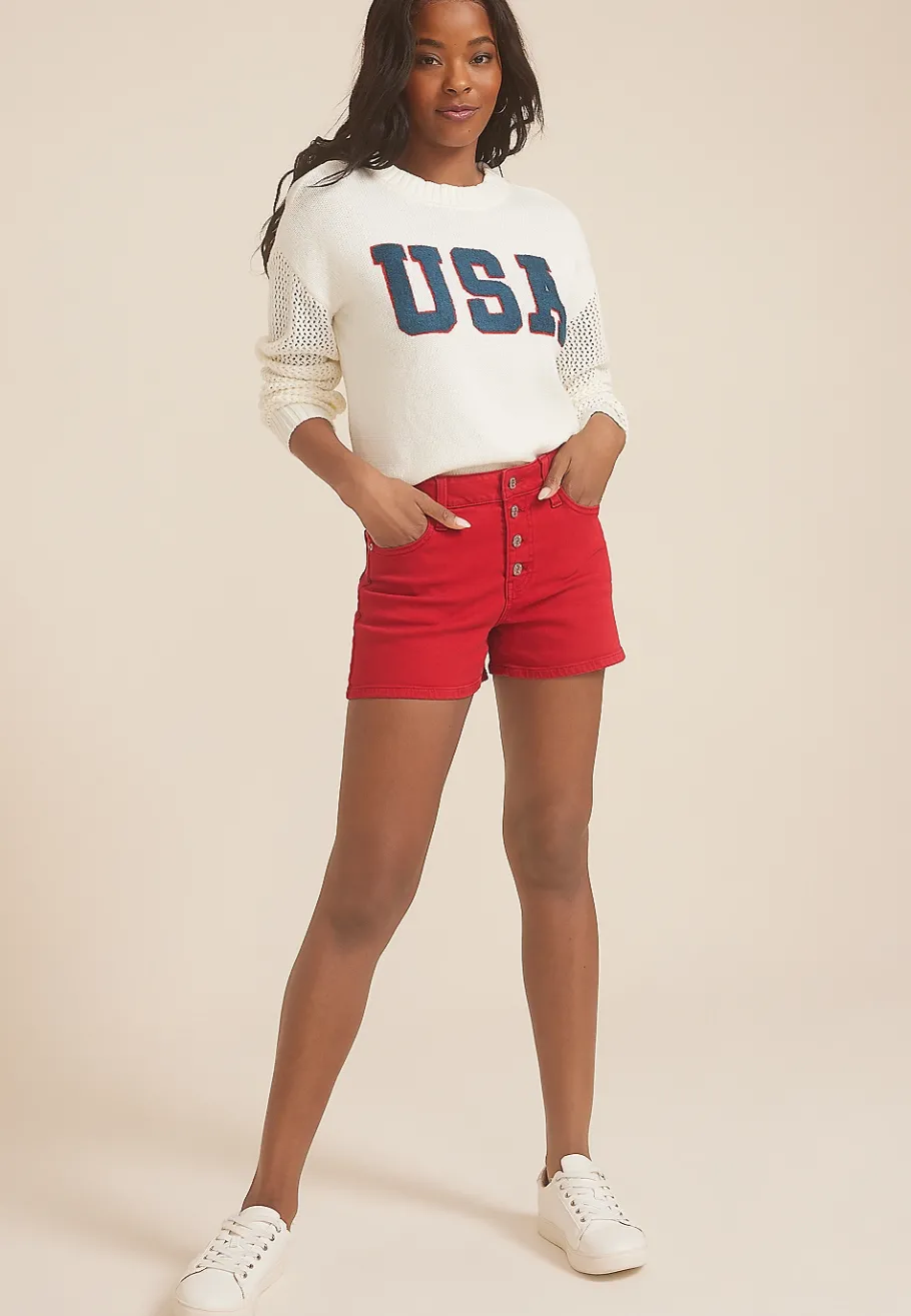 Maurices Shorts|Jean Shorts-m jeans by ™ Red High Rise Button Fly 3.5in Short