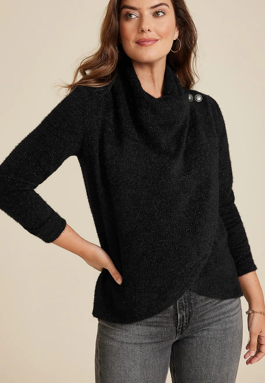 Maurices Sweaters Cardigans & Kimonos-Metallic Asymmetrical Cardigan