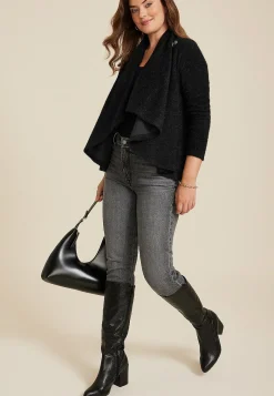 Maurices Sweaters Cardigans & Kimonos-Metallic Asymmetrical Cardigan