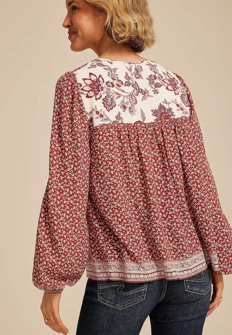 Maurices Shirts & Blouses-Mixed Floral Peasant Blouse