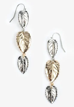 Maurices Earrings-Mixed Metal Triple Leaf Drop Earrings