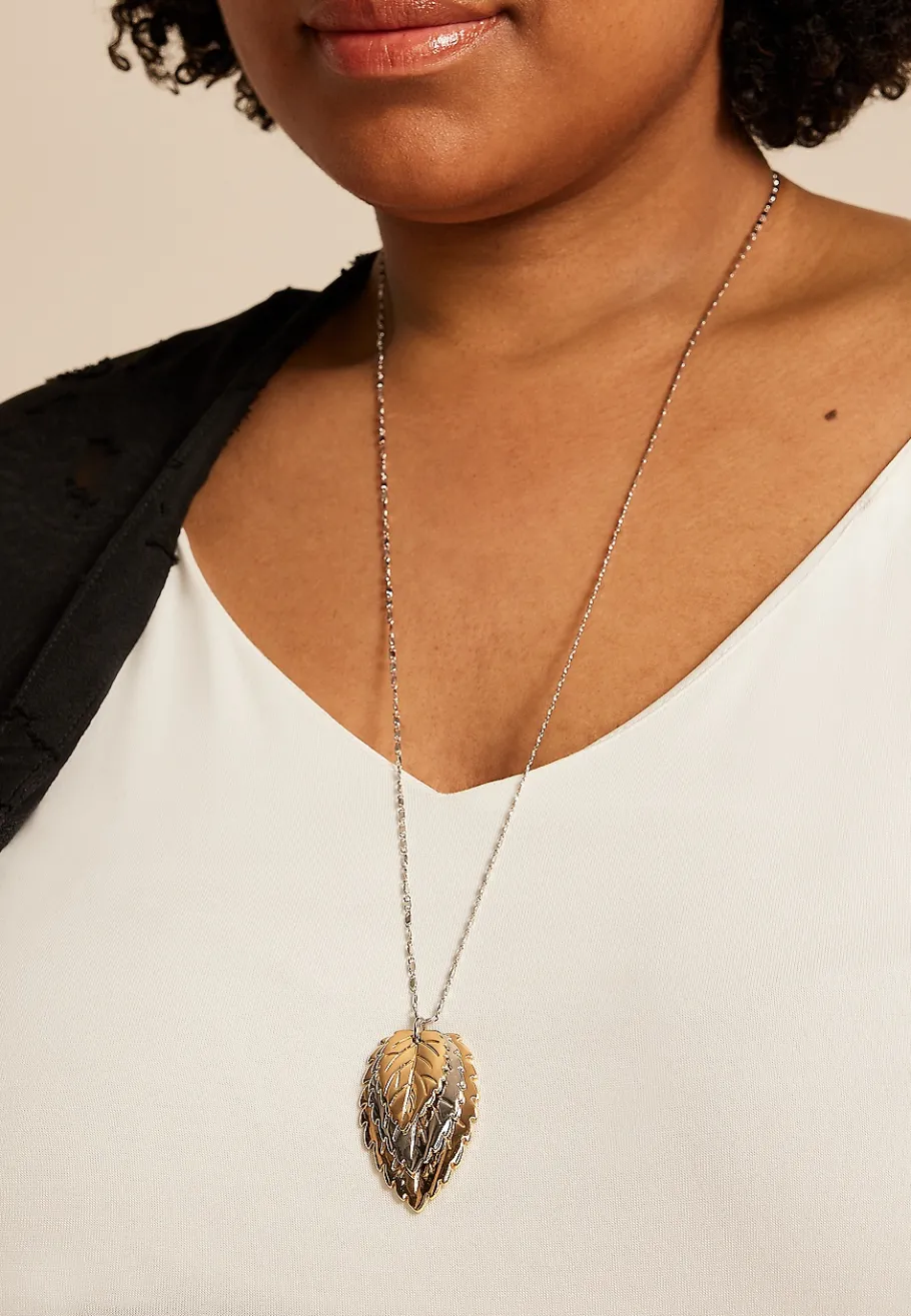 Maurices Necklaces-Triple Leaf Pendant Necklace
