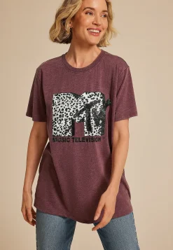 Maurices Tees|Graphics-MTV Animal Print Oversized Fit Graphic Tee
