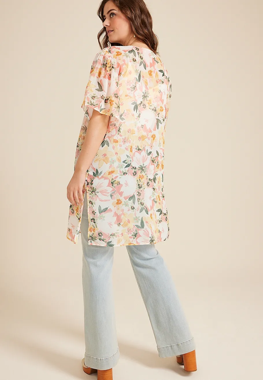 Maurices Sweaters Cardigans & Kimonos-Floral Kimono
