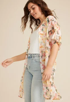 Maurices Sweaters Cardigans & Kimonos-Floral Kimono