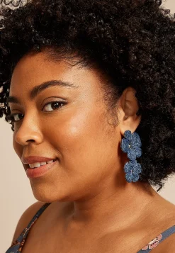 Maurices Earrings-Floral Raffia Drop Earrings
