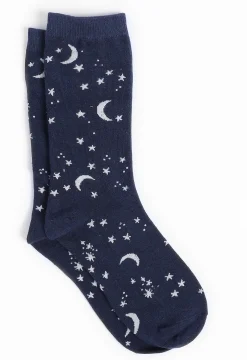 Maurices Socks & Tights-Night Sky Moon And Stars Crew Socks