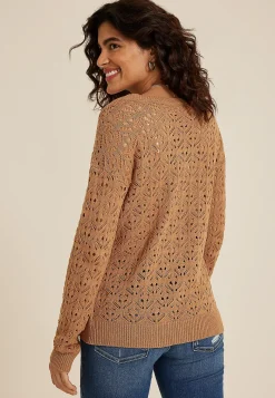 Maurices Sweaters Cardigans & Kimonos-Open Knit V Neck Sweater