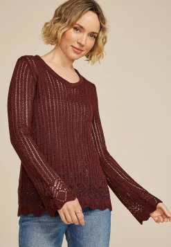 Maurices Sweaters Cardigans & Kimonos-Open Stitch Bell Sleeve Sweater