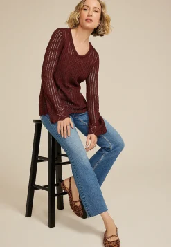 Maurices Sweaters Cardigans & Kimonos-Open Stitch Bell Sleeve Sweater