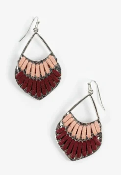Maurices Earrings|Matching Sets-Pink And Burgundy Corded Teardrop Earrings
