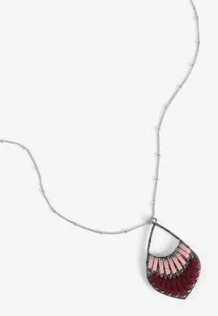 Maurices Necklaces|Matching Sets-Pink And Burgundy Corded Teardrop Pendant Necklace