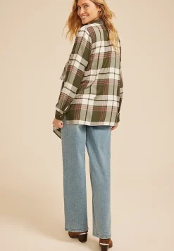 Maurices Sweaters Cardigans & Kimonos-Plaid Open Front Waterfall Cardigan
