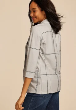 Maurices Blazers-Plaid Versa 3/4 Sleeve Blazer