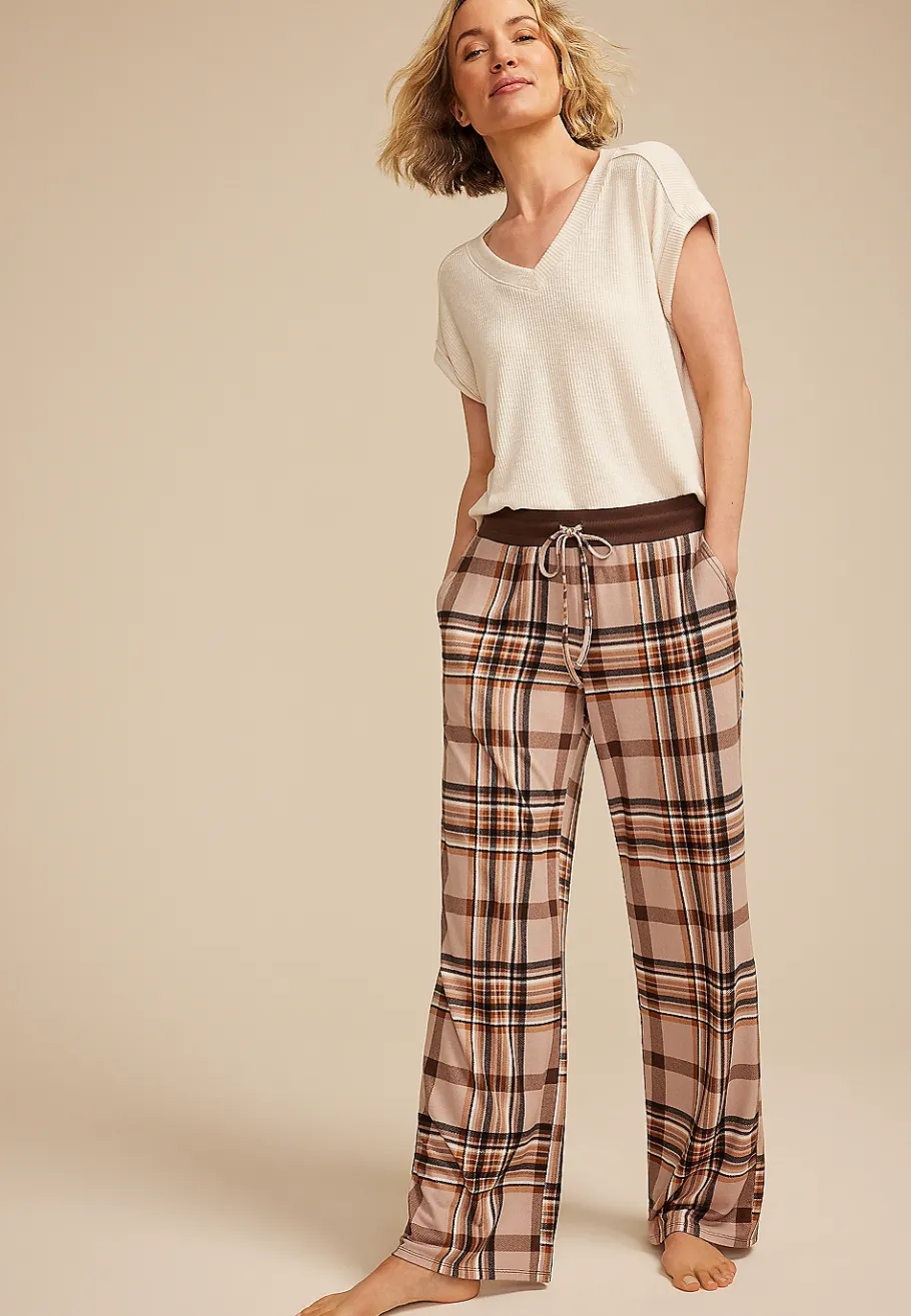 Maurices Pajamas|Pajamas-Plaid Wide Leg Pajama Pants
