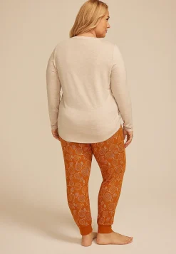 Maurices Plus Pajamas-Plus Size Autumn Leaves Pumpkins Please Graphic Tee And Jogger Pajama Set