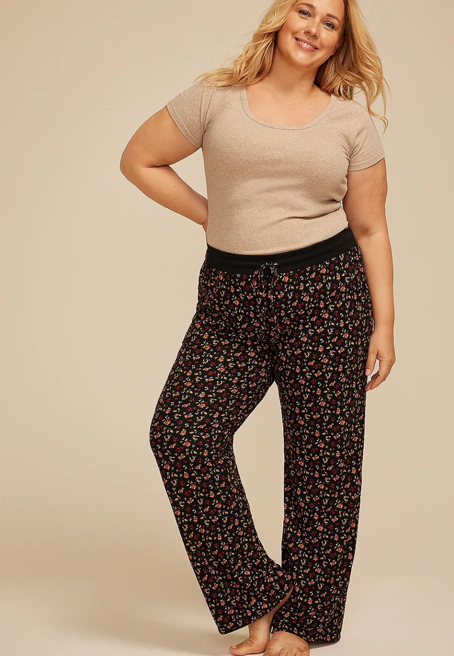 Maurices Plus Pajamas-Plus Size Ditsy Floral Wide Leg Pajama Pants
