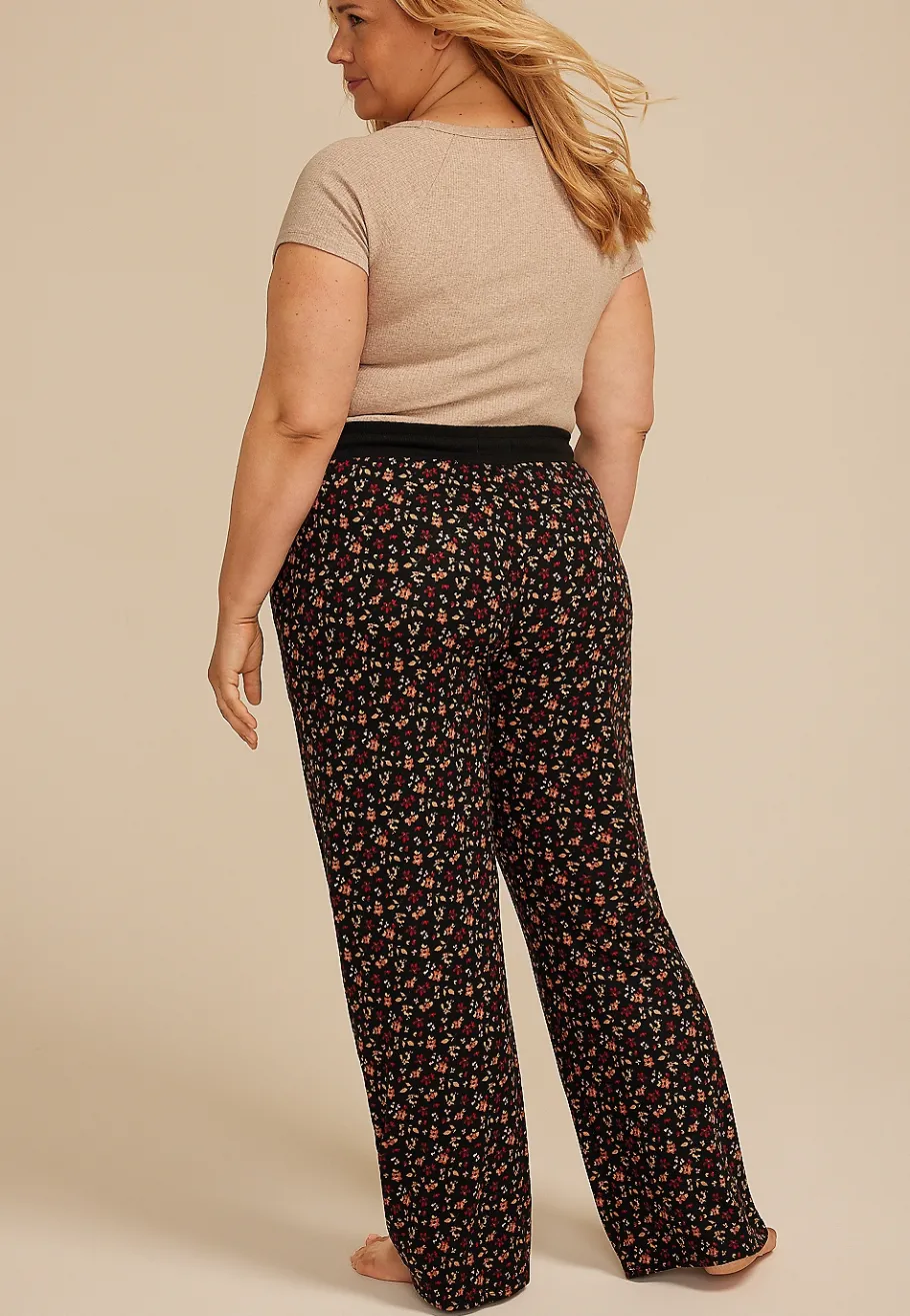 Maurices Plus Pajamas-Plus Size Ditsy Floral Wide Leg Pajama Pants