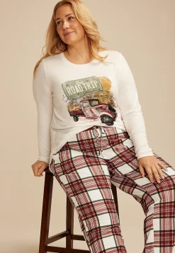 Maurices Pajamas|Pajamas-Plus Size Fall Road Trip Graphic Tee And Wide Leg Pajama Set