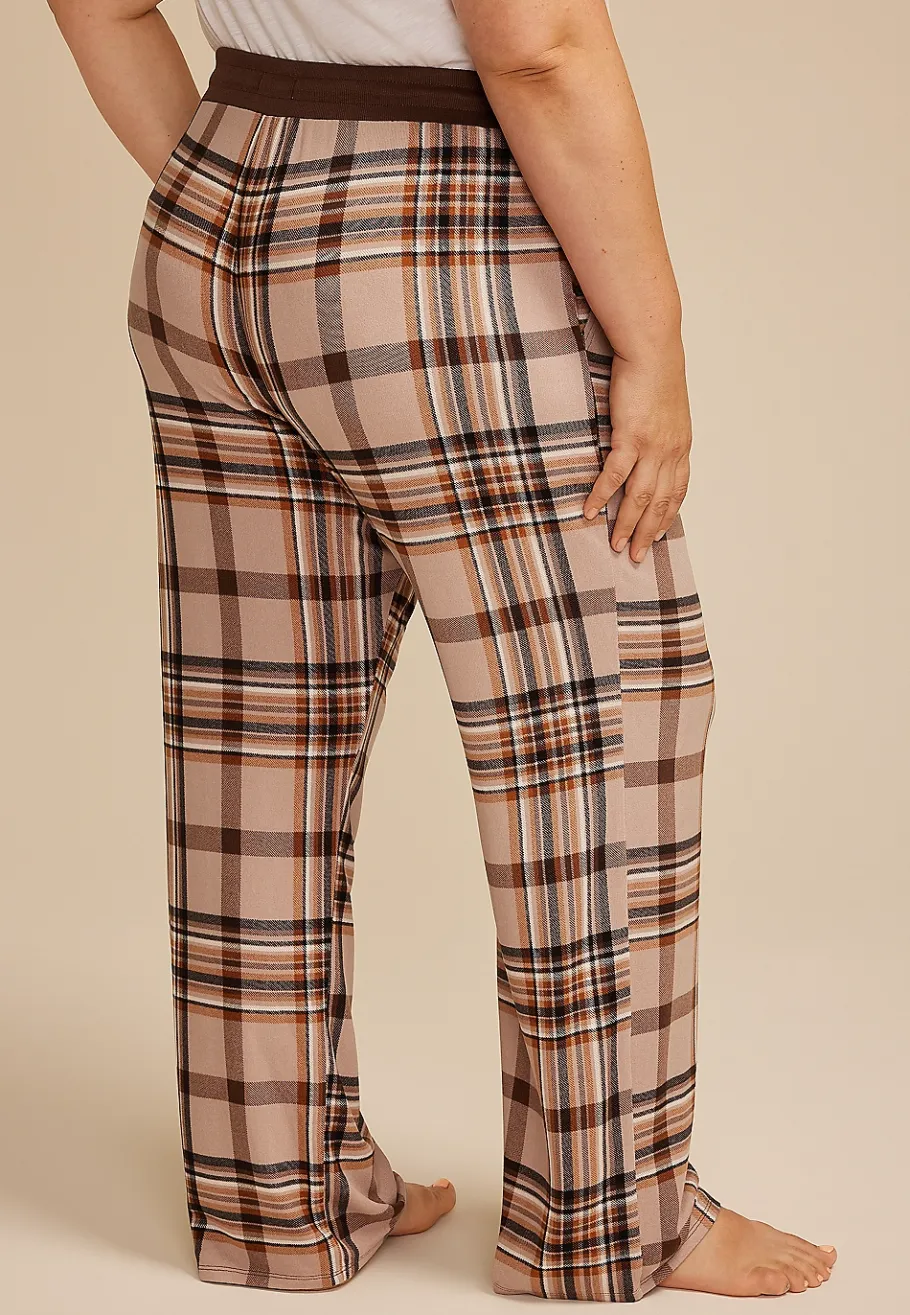 Maurices Plus Pajamas-Plus Size Plaid Wide Leg Pajama Pants
