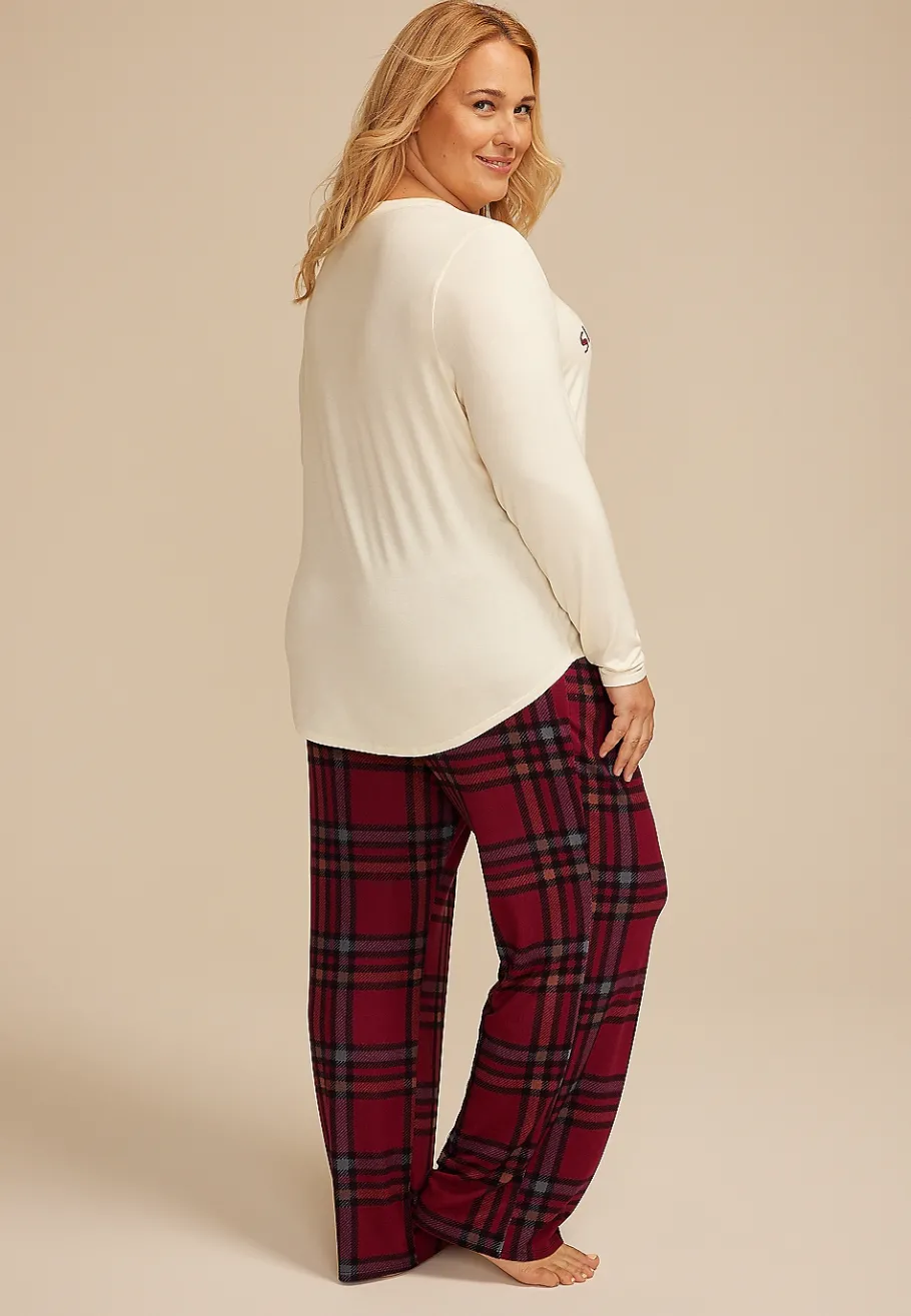 Maurices Plus Pajamas-Plus Size Slow Mornings Coffee Graphic Tee And Wide Leg Pajama Set