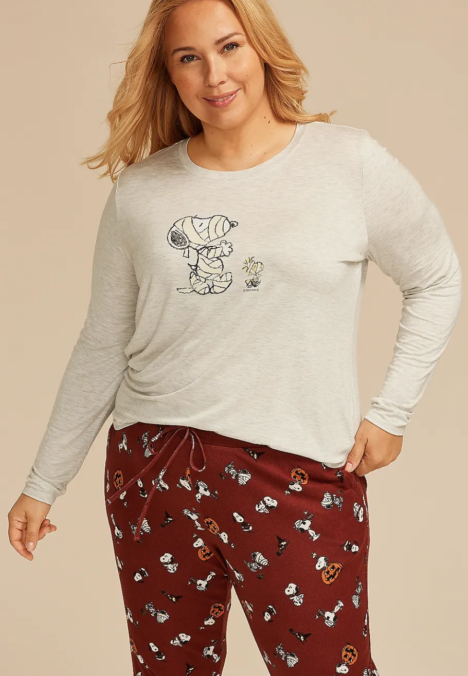 Maurices Plus Pajamas-Plus Size Snoopy Halloween Graphic Tee And Jogger Pajama Set