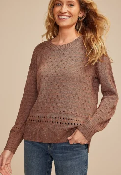 Maurices Sweaters Cardigans & Kimonos-Pointelle Crew Neck Sweater
