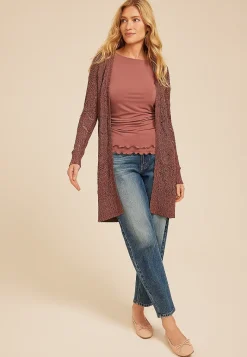 Maurices Sweaters Cardigans & Kimonos-Pointelle Open Front Cardigan