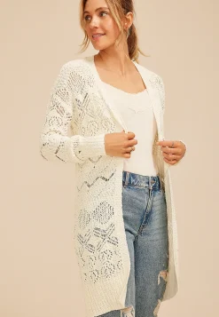 Maurices Sweaters Cardigans & Kimonos-Pointelle Open Front Cardigan