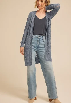 Maurices Sweaters Cardigans & Kimonos-Pointelle Open Front Cardigan
