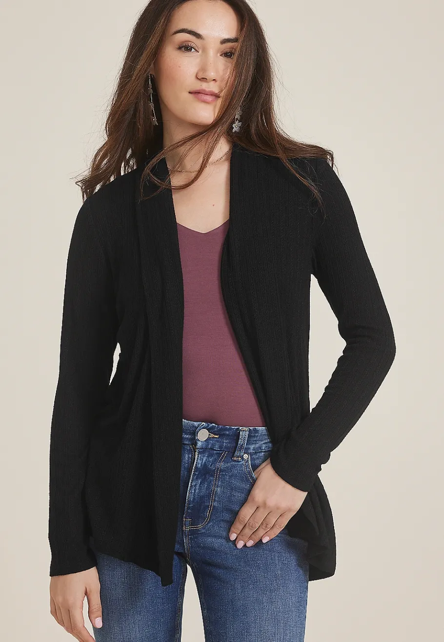 Maurices Sweaters Cardigans & Kimonos-Pointelle Shawl Collar Cardigan
