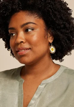 Maurices Earrings-Pressed Daisy Drop Earrings