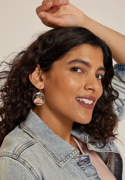 Maurices Earrings-Pressed Flower Circle Drop Earrings
