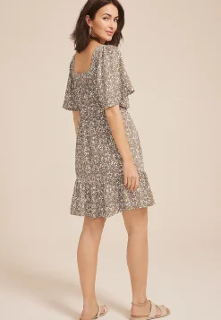 Maurices Wedding Guest & Cocktail Dresses-Printed Flutter Sleeve Babydoll Dress