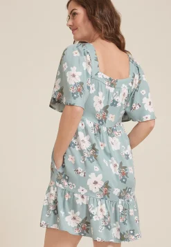 Maurices Wedding Guest & Cocktail Dresses-Printed Flutter Sleeve Babydoll Dress