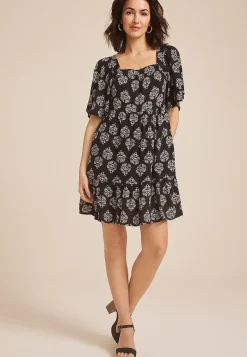 Maurices Wedding Guest & Cocktail Dresses-Printed Flutter Sleeve Babydoll Dress