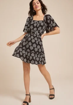 Maurices Wedding Guest & Cocktail Dresses-Printed Flutter Sleeve Babydoll Dress