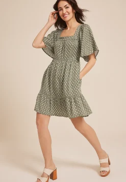 Maurices Wedding Guest & Cocktail Dresses-Printed Flutter Sleeve Babydoll Dress
