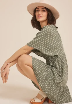 Maurices Wedding Guest & Cocktail Dresses-Printed Flutter Sleeve Babydoll Dress