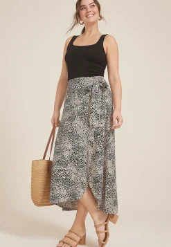 Maurices Skirts-Printed High Rise Wrap Maxi Skirt